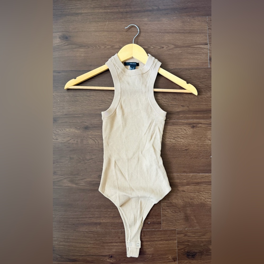 Forever 21 Kids Ribbed Tank Bodysuit in Beige